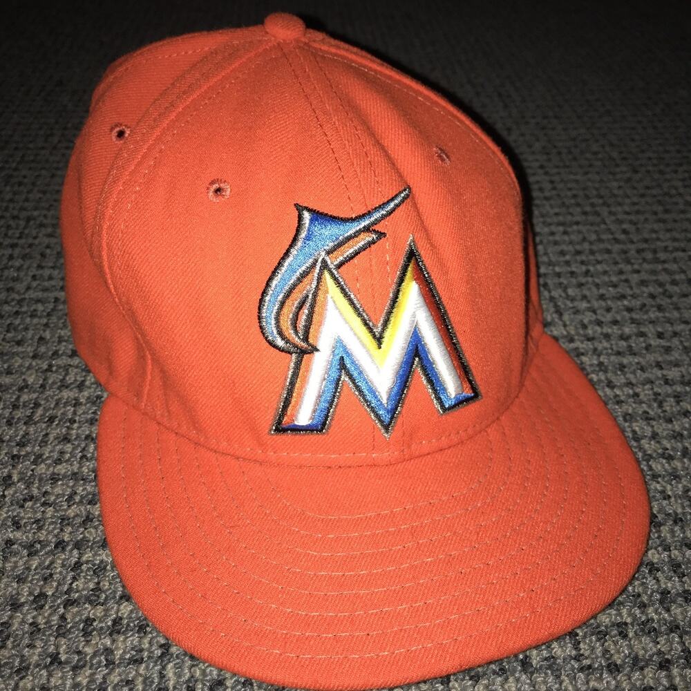 Miami Marlins Size 8 Fitted Orange Baseball Hat By New Era 59Fifty‎
